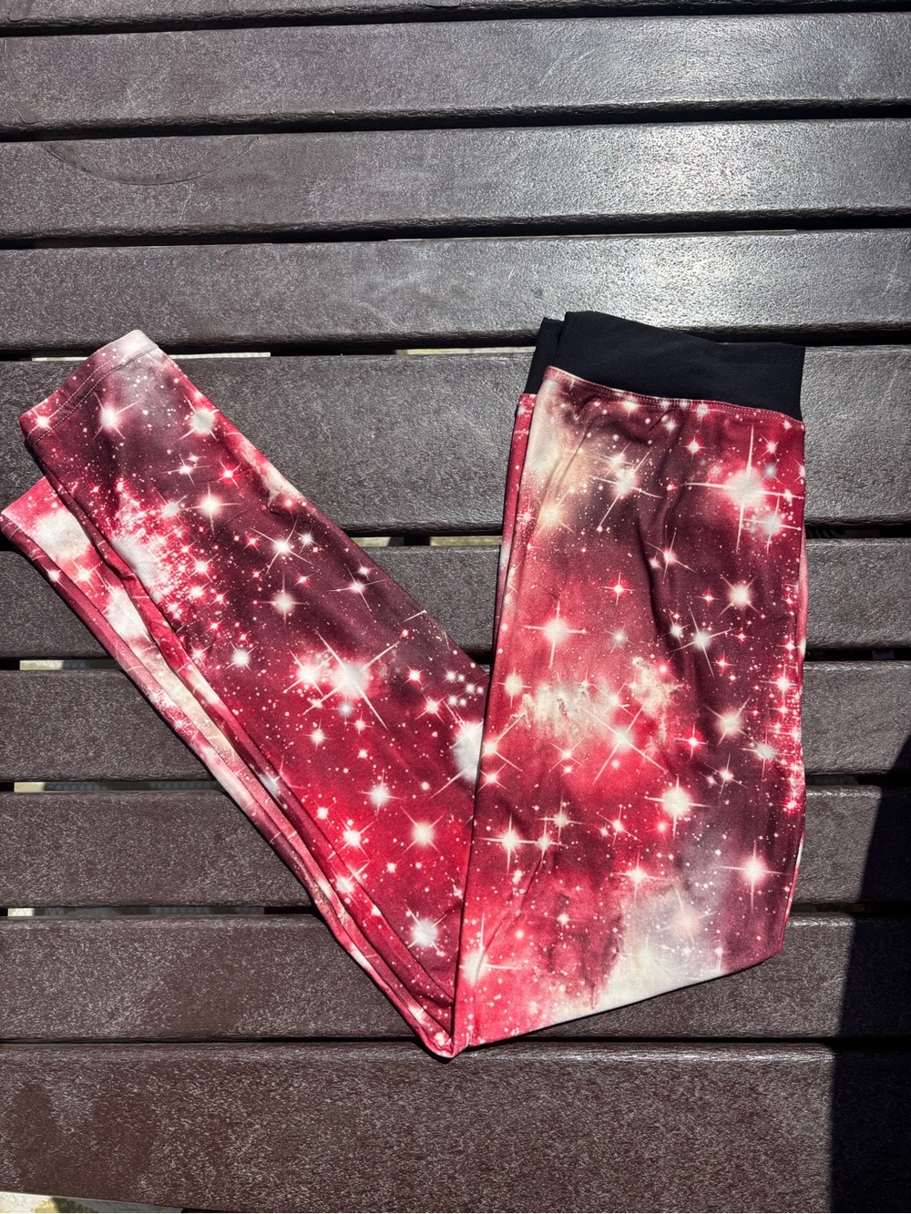 Galaxy Print Leggings - Red